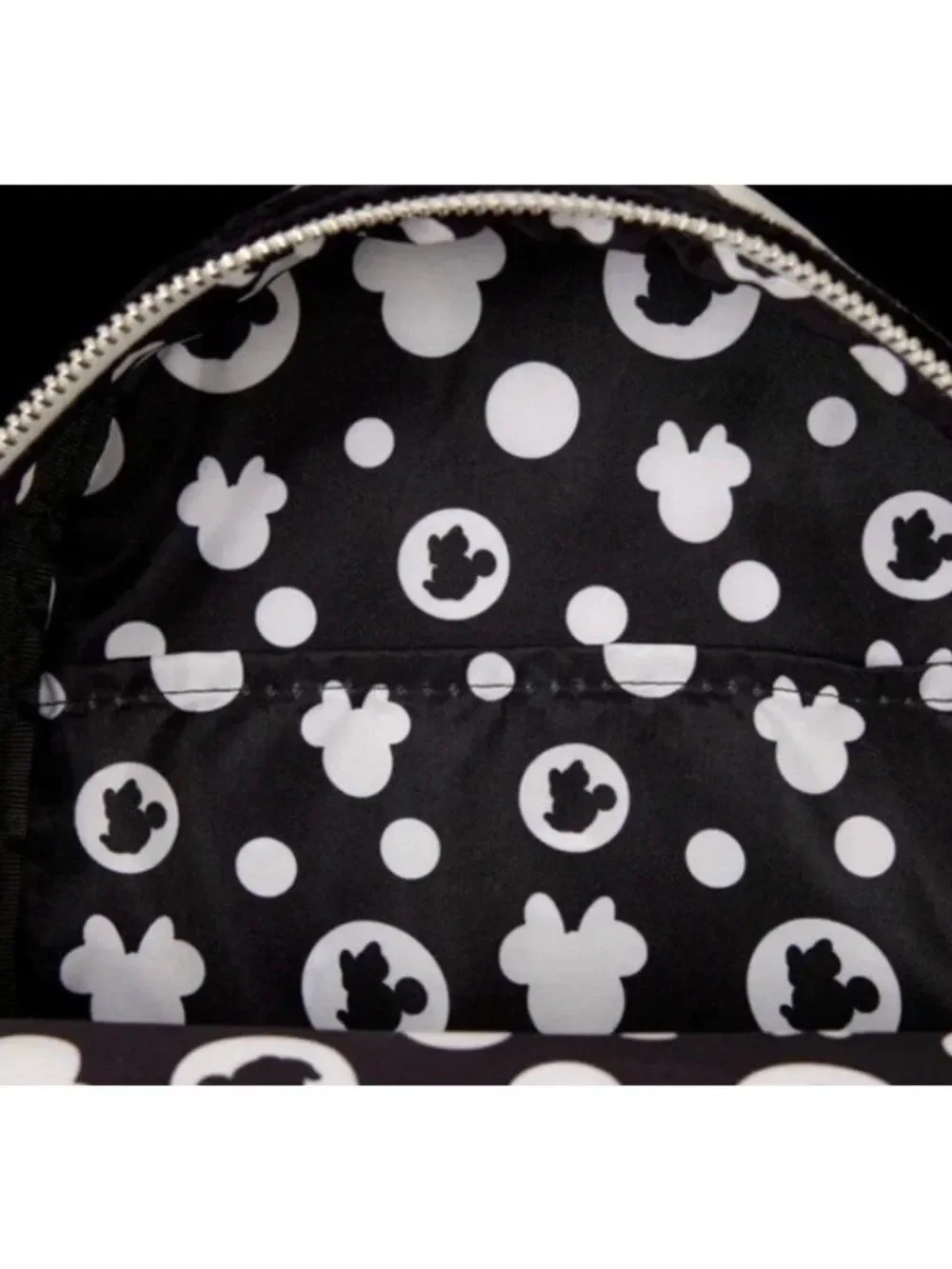 Loungefly Disney Minnie Mouse Black White Polka Dot Pearl Mini Backpack Fur NWT